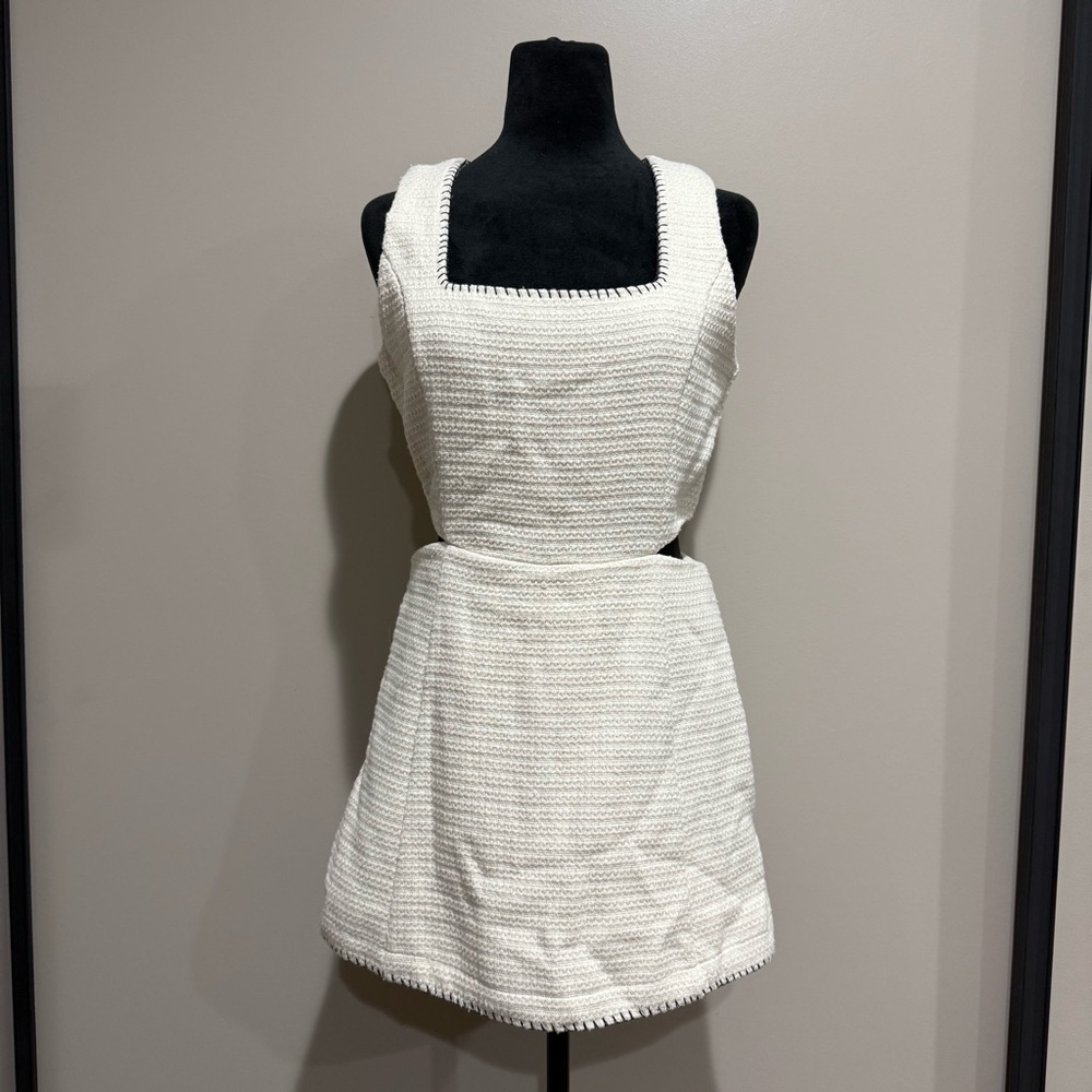 Avec Les Filles Cream Textured Romper